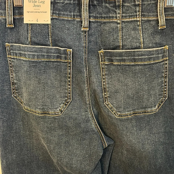 Talbots Women’s (4) Wide Leg Jeans High Waist Marina Wash Sailor Buttons NWT - Picture 4 of 8